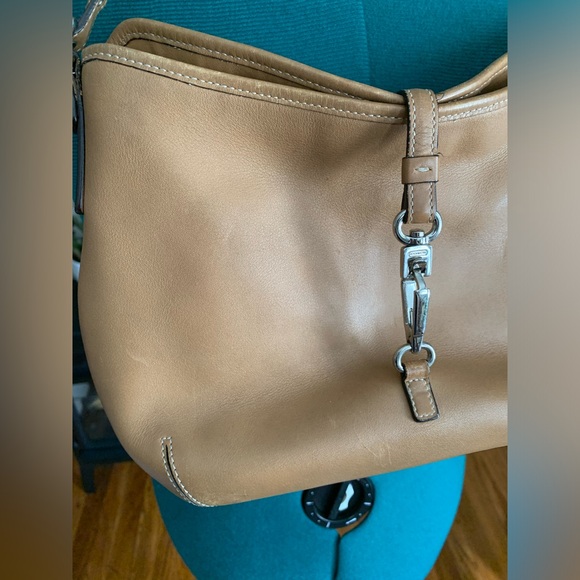 Coach Leather Hampton lunch tote hobo clamp closure shoulder bag - Picture 4 of 11